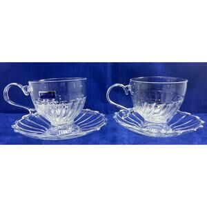 Marquis by Waterford Crystal Vintage Teacups & Saucer.‎ *Pre-Owned* Lot Of 2 Set